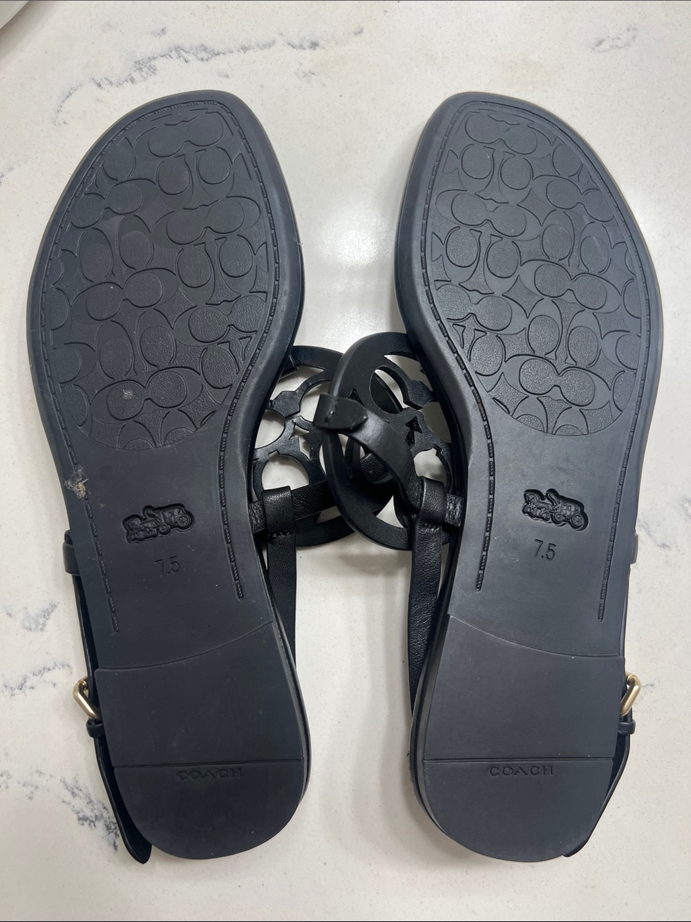 Coach Black Signature Circle Thong Sandals - Picture 6 of 10